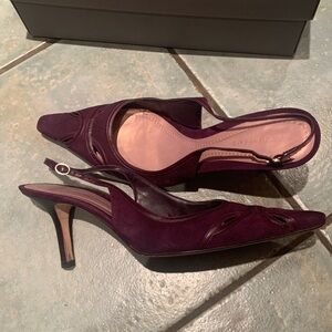Ann Taylor Slingback Heels - Deep Purple and Rich Brown